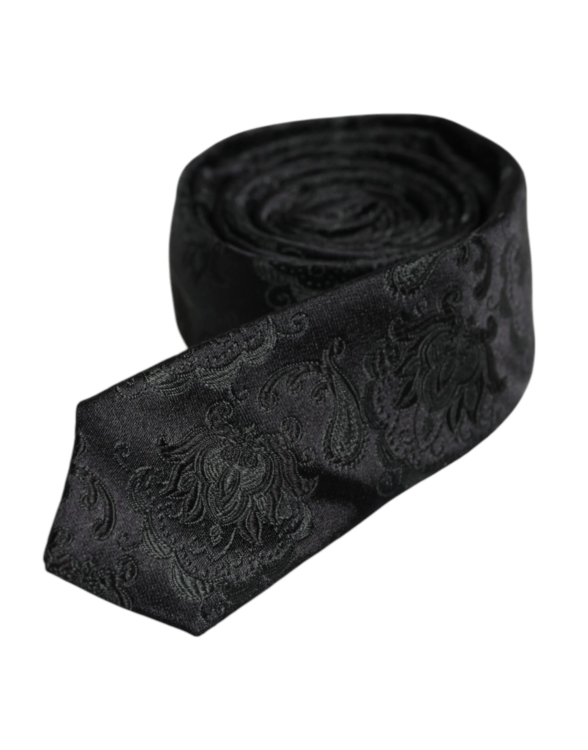 Dolce & Gabbana Dark Green Floral Silk Adjustable Necktie Tie - Neckties