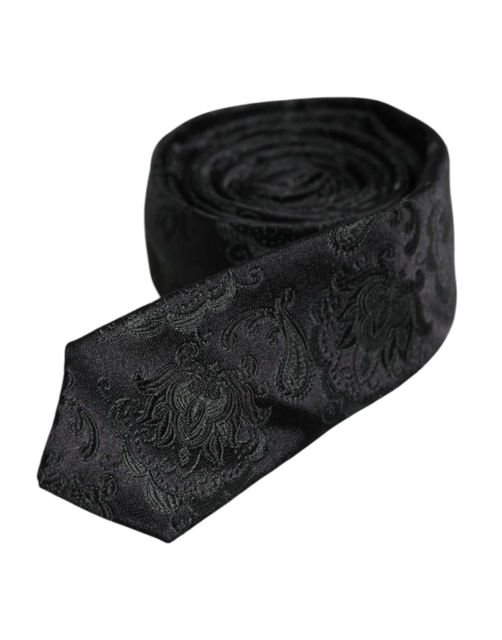Dolce & Gabbana Dark Green Floral Silk Adjustable Necktie Tie - Neckties