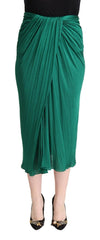 Dolce & Gabbana Dark Green High Waist Midi Pencil Cut Pleated Skirt - Skirts