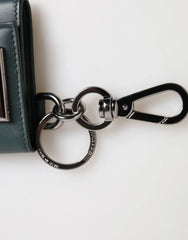 Dolce & Gabbana Dark Green Leather DG Logo Coin Purse Bag Charm Wallet - Keychains