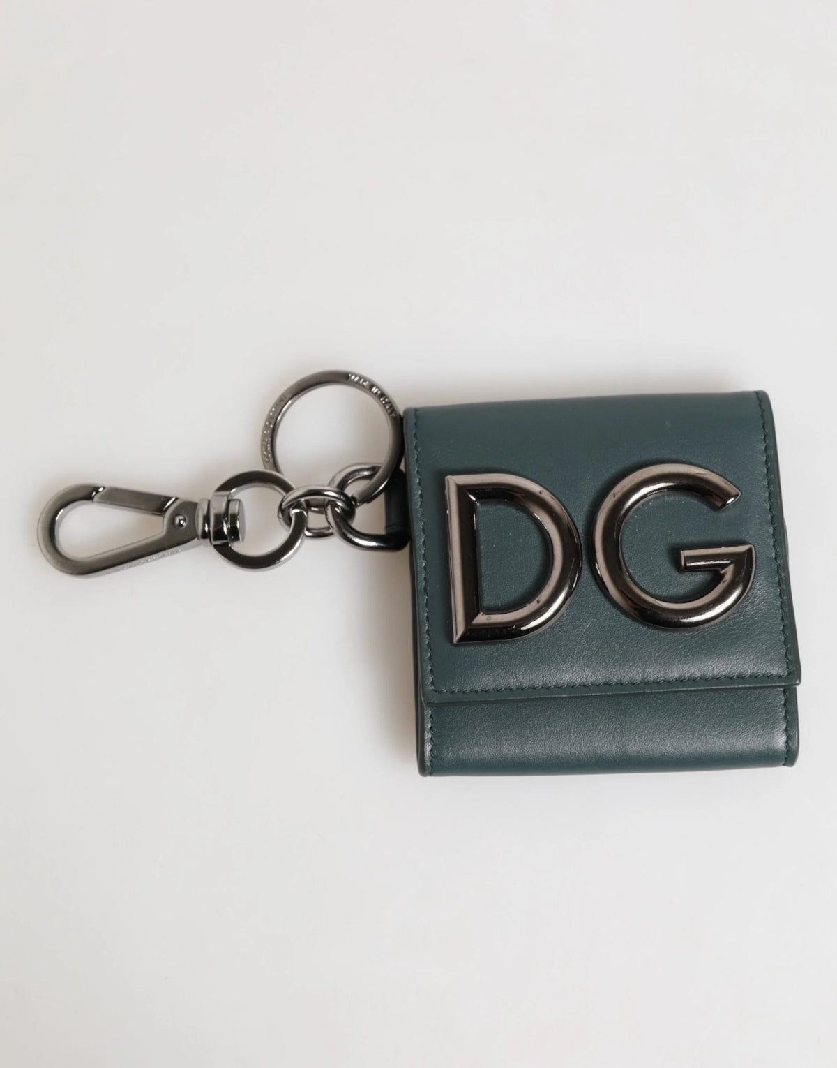 Dolce & Gabbana Dark Green Leather DG Logo Coin Purse Bag Charm Wallet - Keychains