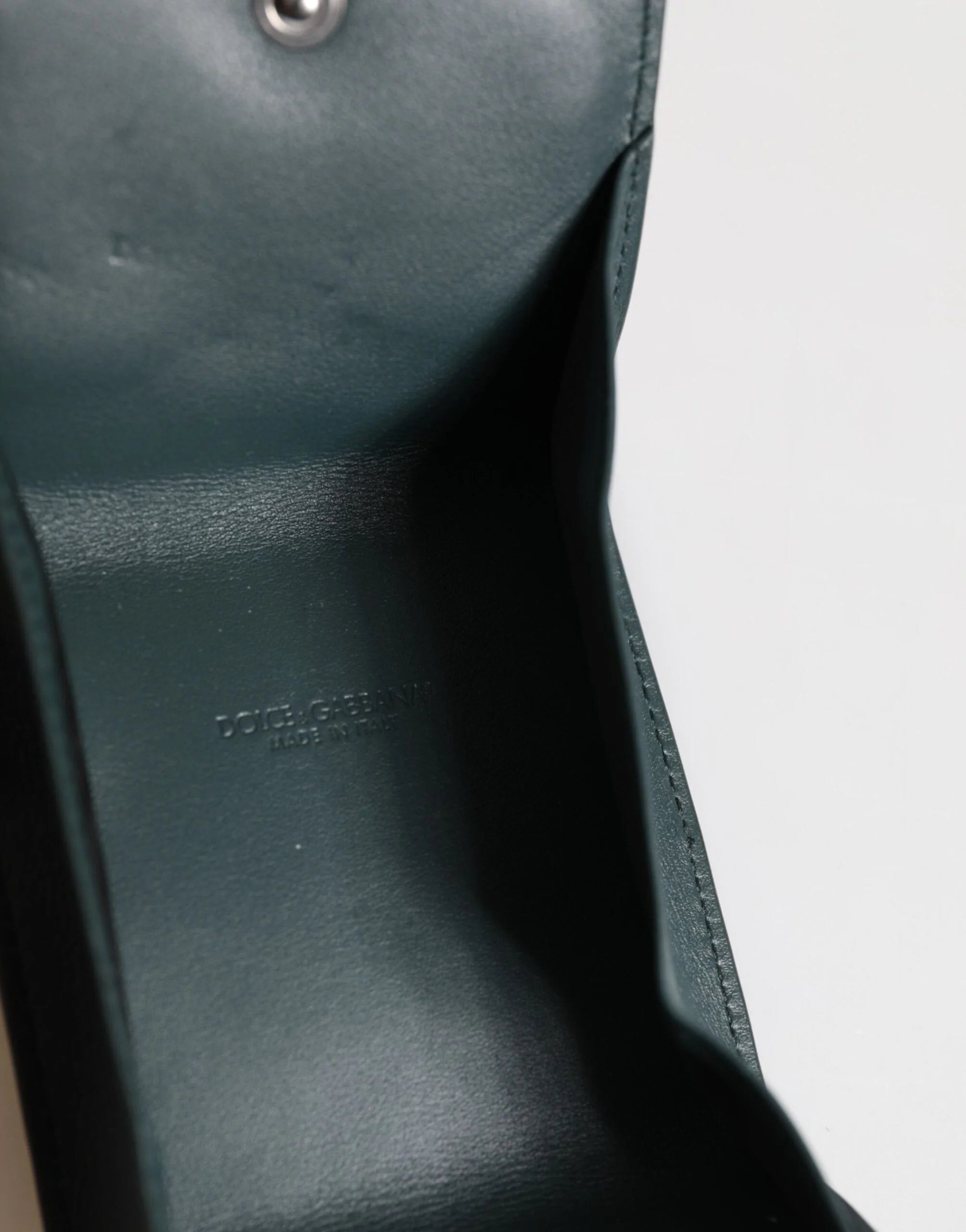 Dolce & Gabbana Dark Green Leather DG Logo Coin Purse Bag Charm Wallet - Keychains