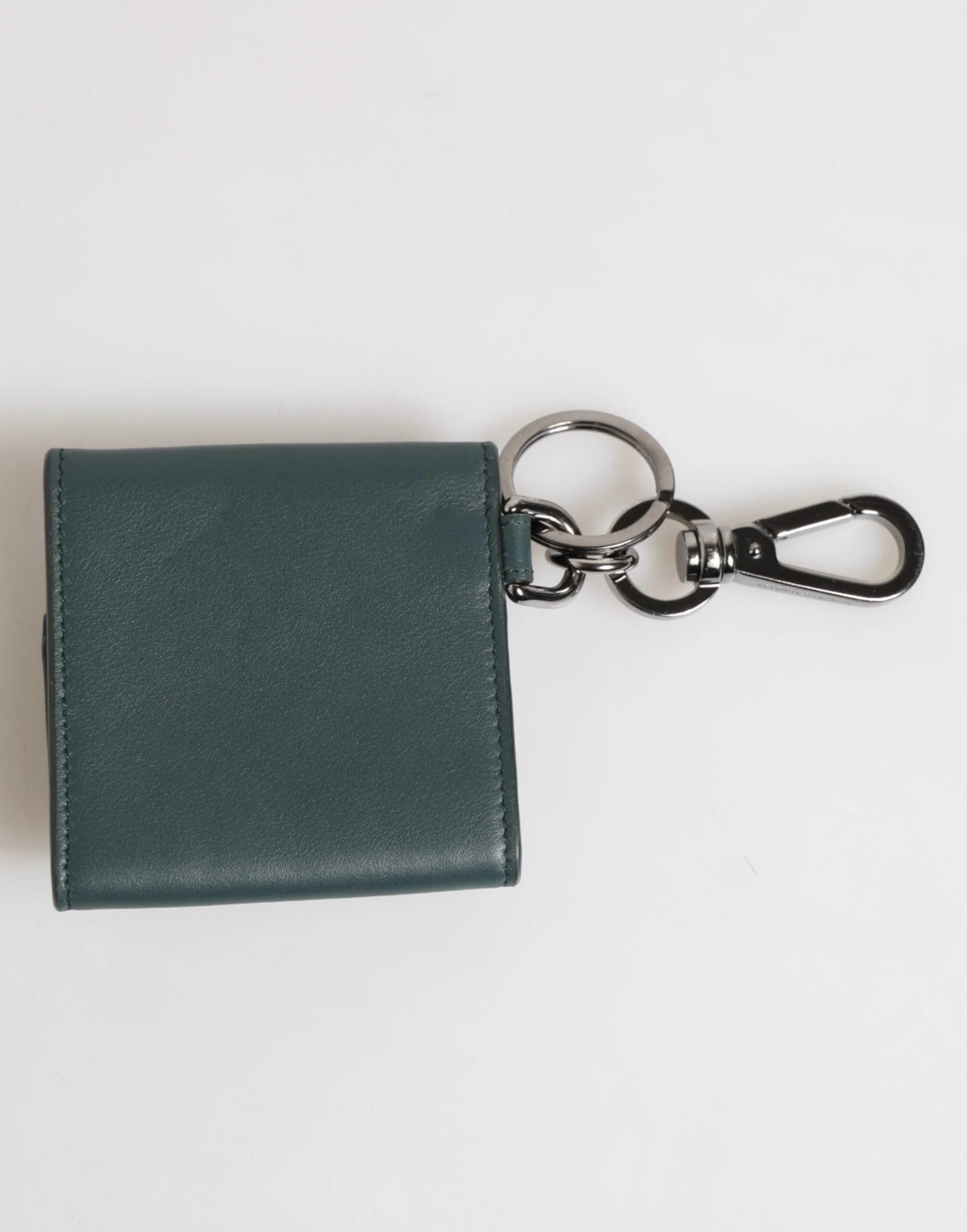 Dolce & Gabbana Dark Green Leather DG Logo Coin Purse Bag Charm Wallet - Keychains