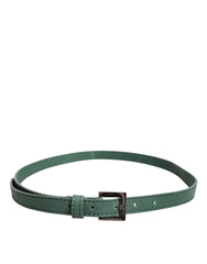 Dolce & Gabbana Dark Green Leather Silver Metal Buckle Belt - 75 cm / 29,5 Inches - Belts