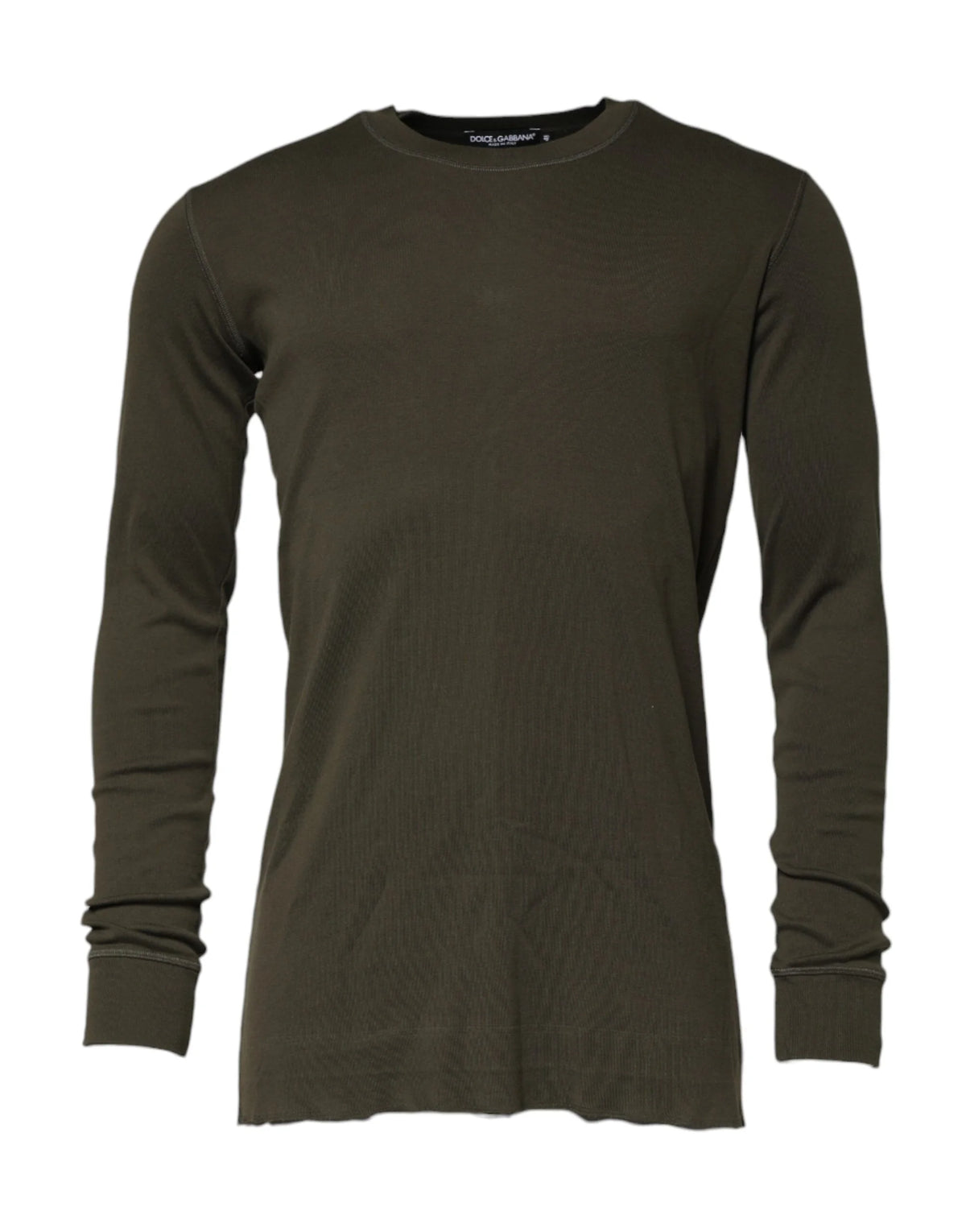 Dolce & Gabbana Dark Green Long Sleeves Crew Neck T-shirt - IT48 | M - T-Shirts