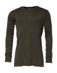 Dolce & Gabbana Dark Green Long Sleeves Crew Neck T-shirt - IT48 | M - T-Shirts