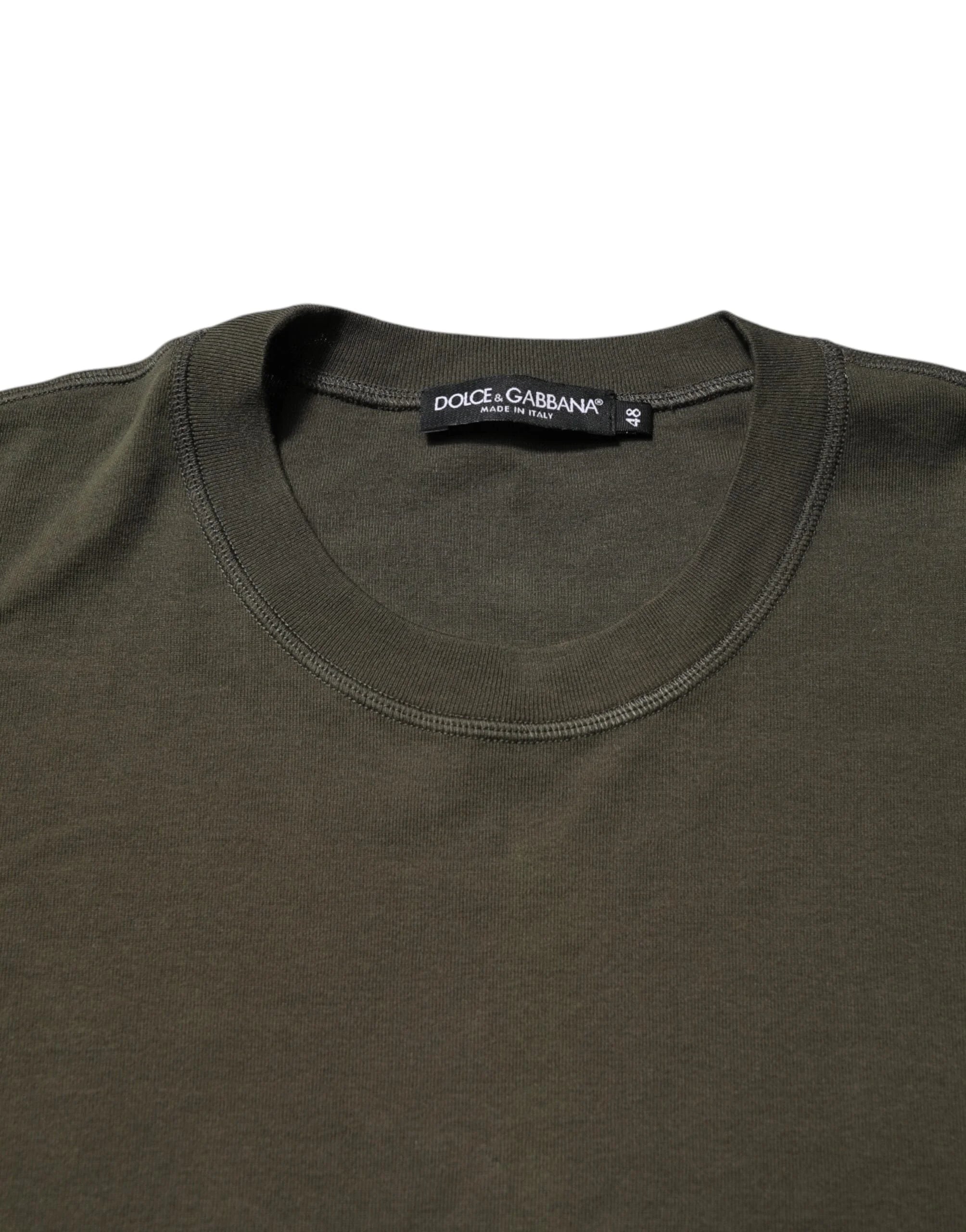 Dolce & Gabbana Dark Green Long Sleeves Crew Neck T-shirt - IT48 | M - T-Shirts
