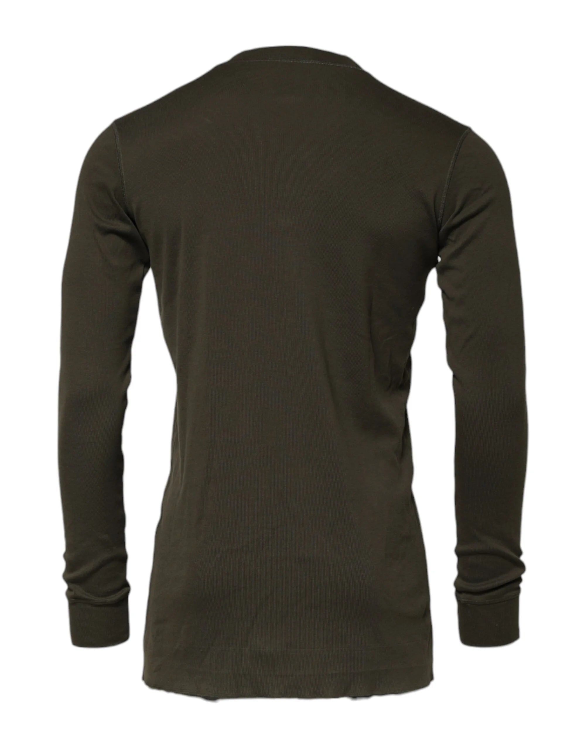 Dolce & Gabbana Dark Green Long Sleeves Crew Neck T-shirt - IT48 | M - T-Shirts