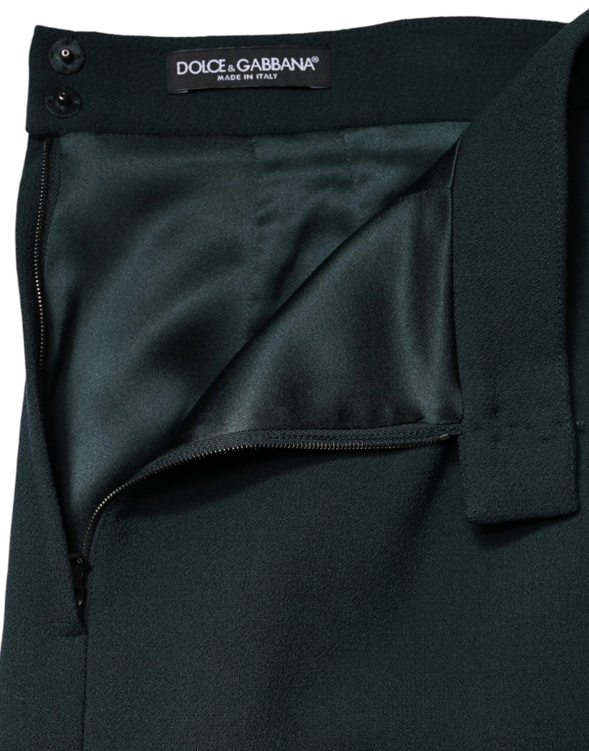 Dolce & Gabbana Dark Green Mid Waist Pencil Cut Mini Skirt - IT46|XL