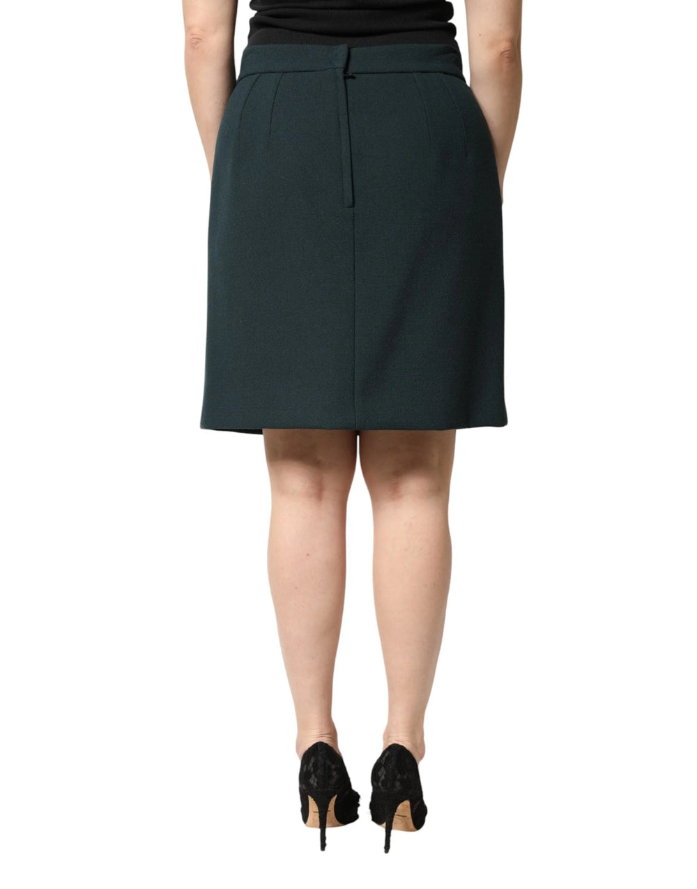 Dolce & Gabbana Dark Green Mid Waist Pencil Cut Mini Skirt - IT46|XL