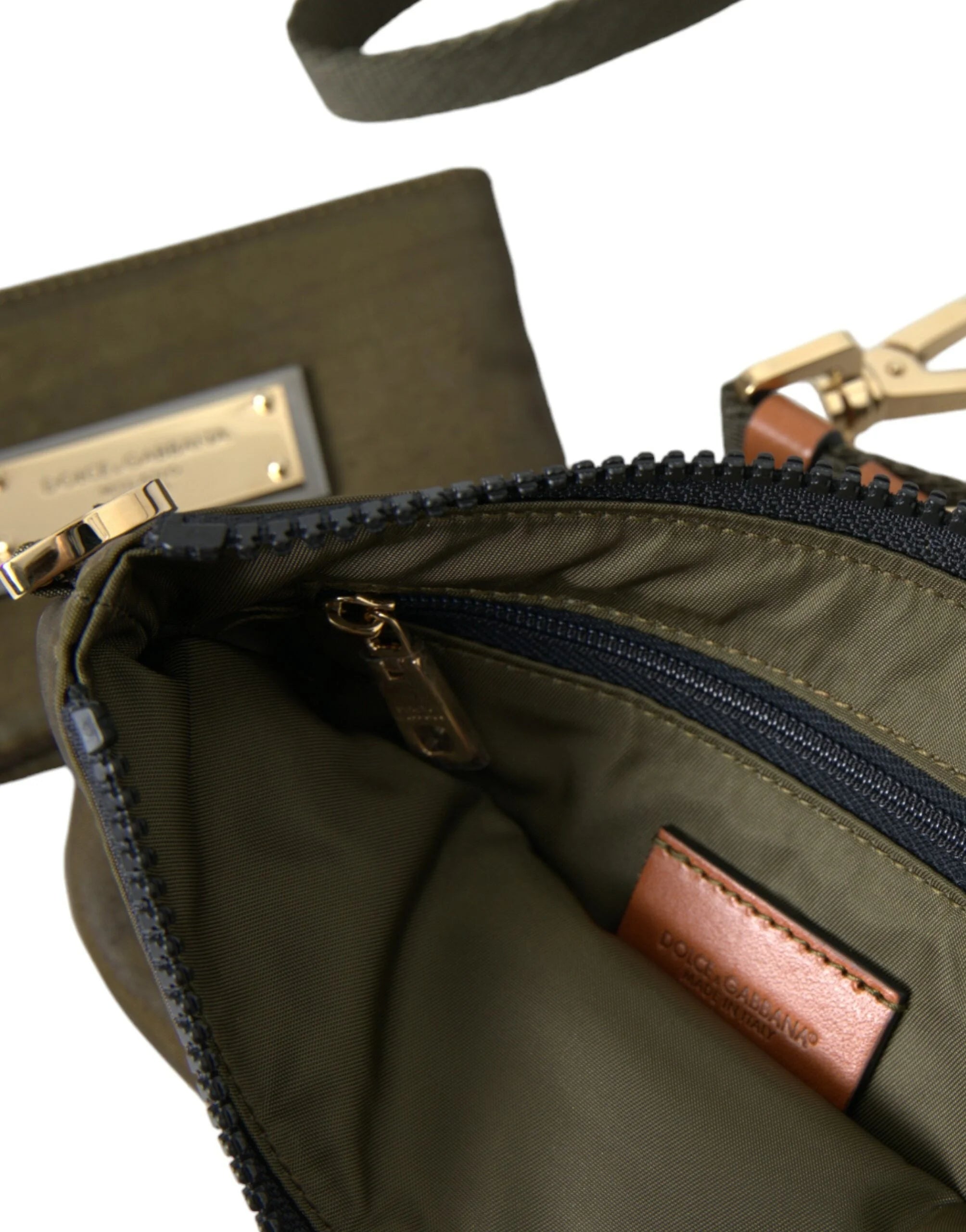 Dolce & Gabbana Dark Green Nylon Logo Multifunctional Kit 2 Pcs Set Bags - Clutch Bags