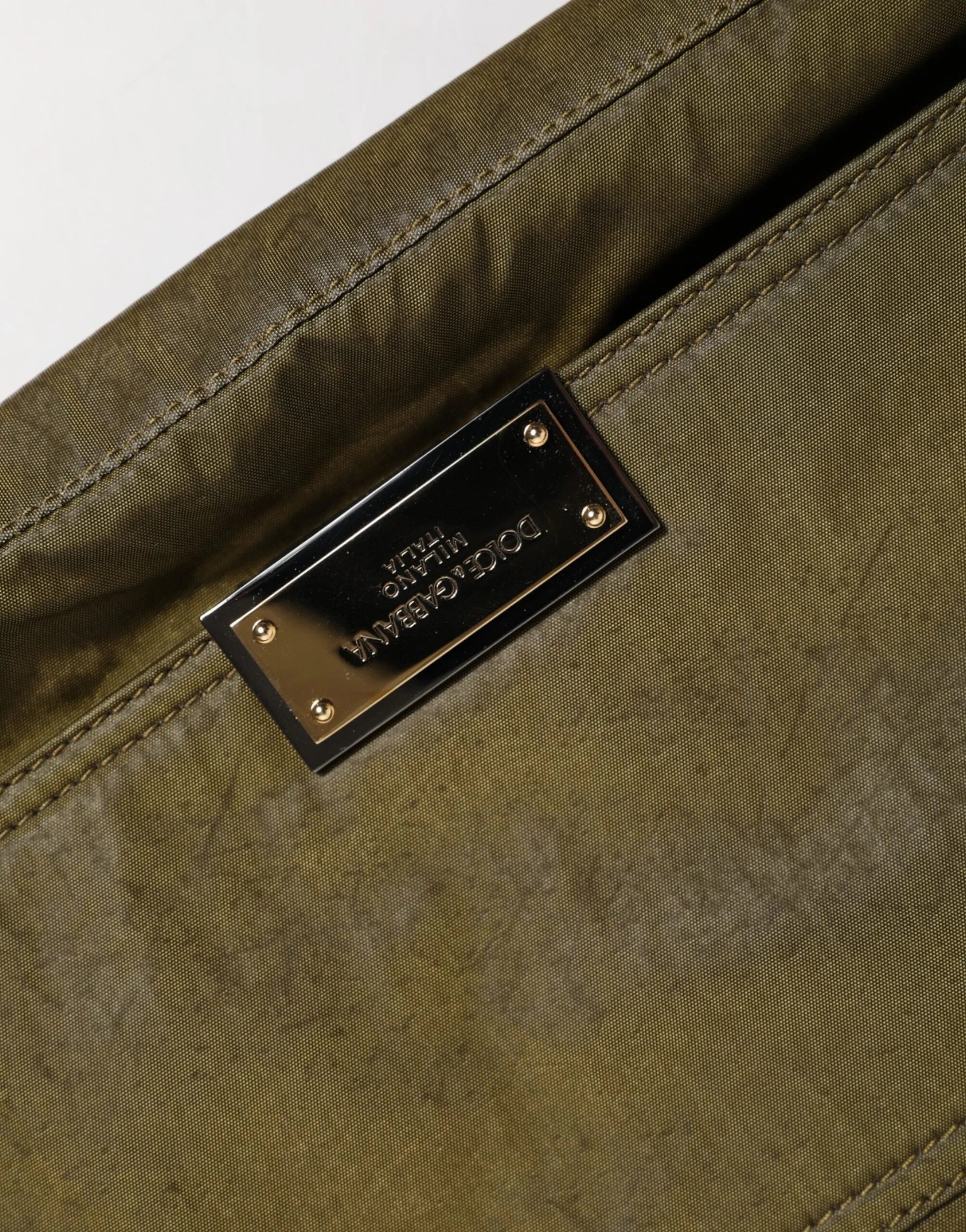 Dolce & Gabbana Dark Green Nylon Logo Plaque Shoulder Strap Borse Bag - Shoulder Bags