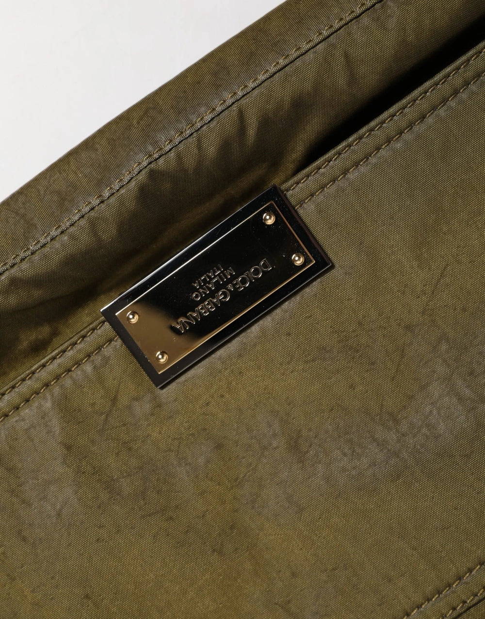 Dolce & Gabbana Dark Green Nylon Logo Plaque Shoulder Strap Borse Bag - Shoulder Bags