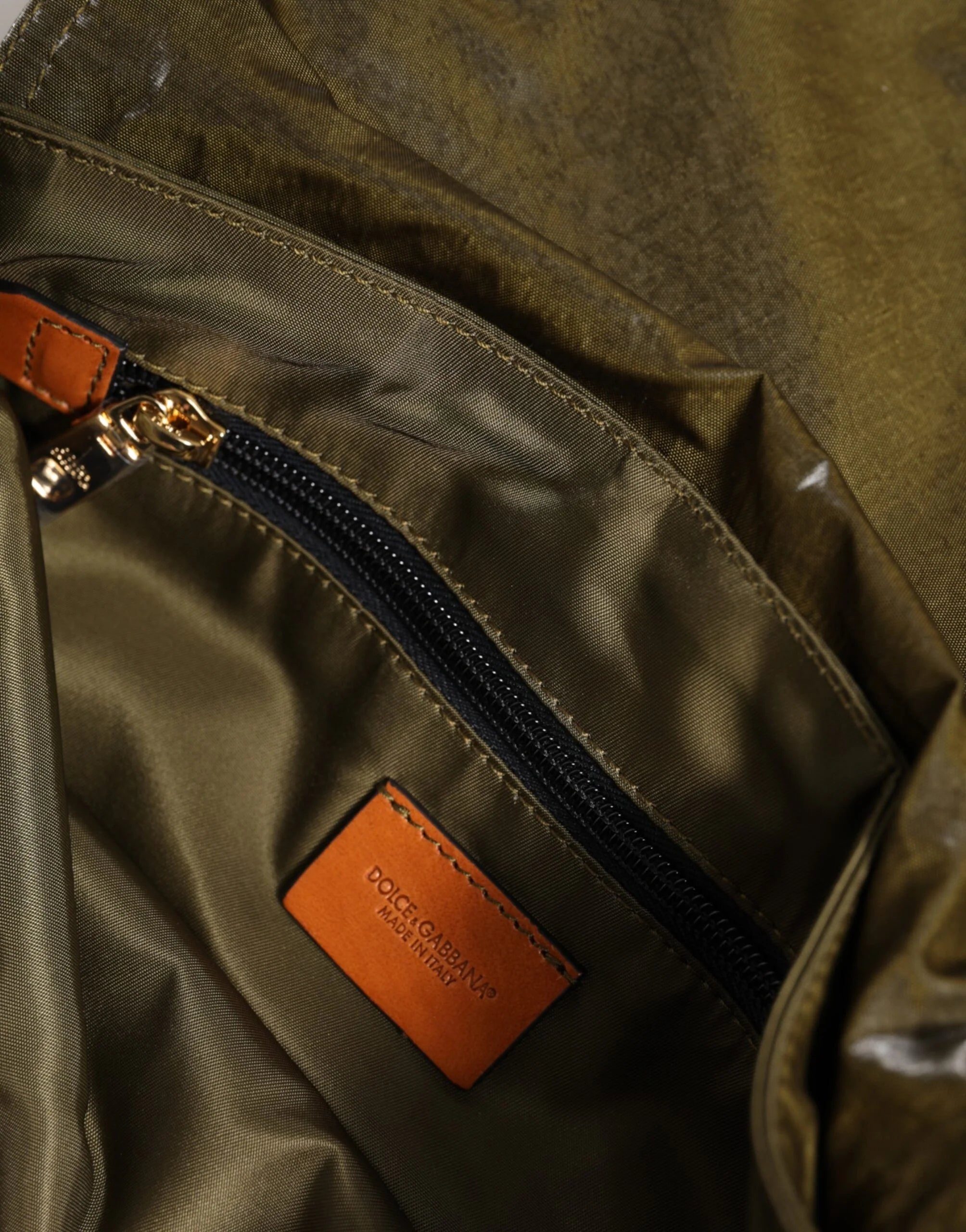 Dolce & Gabbana Dark Green Nylon Logo Plaque Shoulder Strap Borse Bag - Shoulder Bags