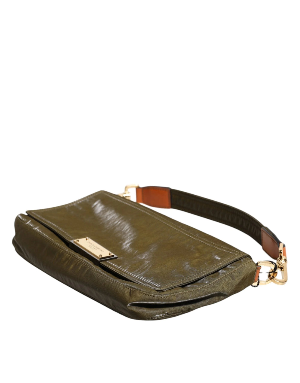 Dolce & Gabbana Dark Green Nylon Logo Plaque Shoulder Strap Borse Bag - Shoulder Bags
