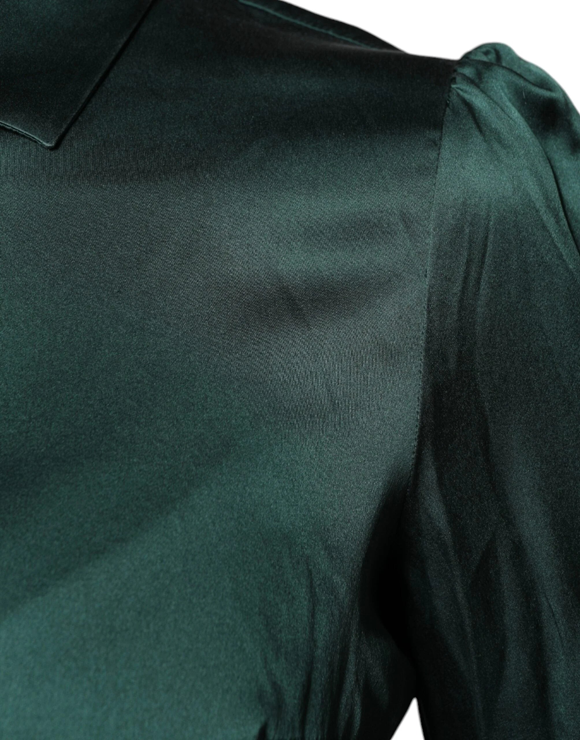 Dolce & Gabbana Dark Green Silk Button Down Long Sleeves Blouse Top - IT40|S