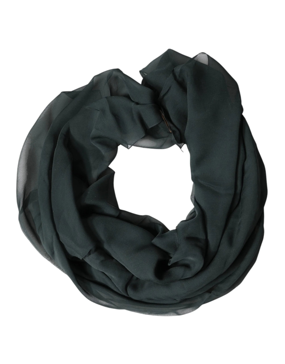 Dolce & Gabbana Dark Green Silk Neck Wrap Foulard Scarf