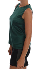 Dolce & Gabbana Dark Green Silk Sleeveless Round Neck Tank Top - IT40|S - Tank Tops