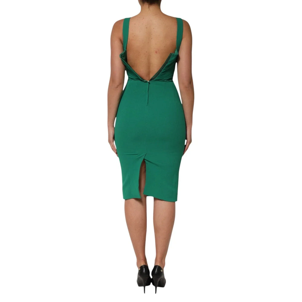 Dolce & Gabbana Dark Green Sleeveless Rayon Bodycon Dress - IT36|XXS - Dresses