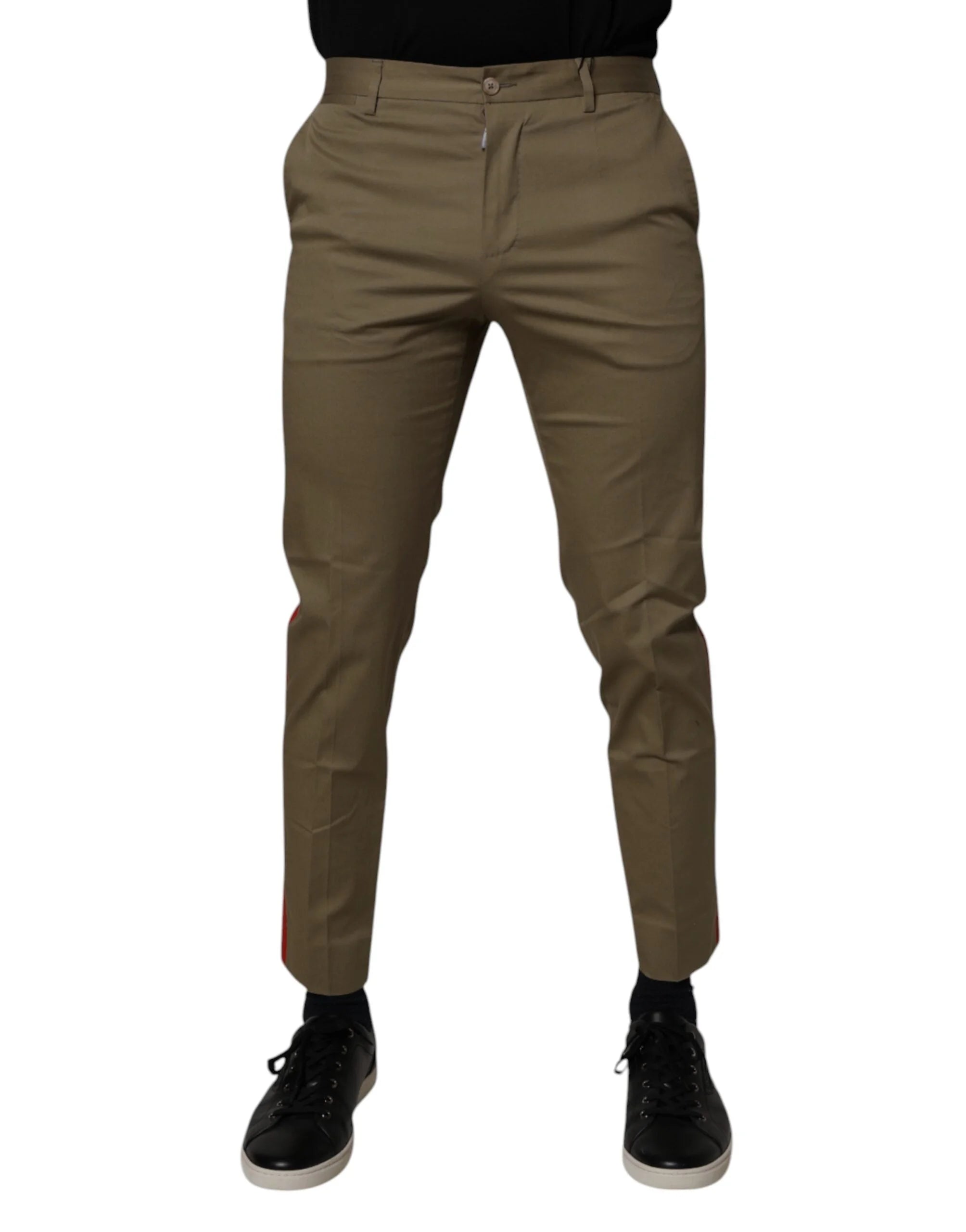 Dolce & Gabbana Dark Khaki Cotton Tapered Pants - IT46 | S - Chinos