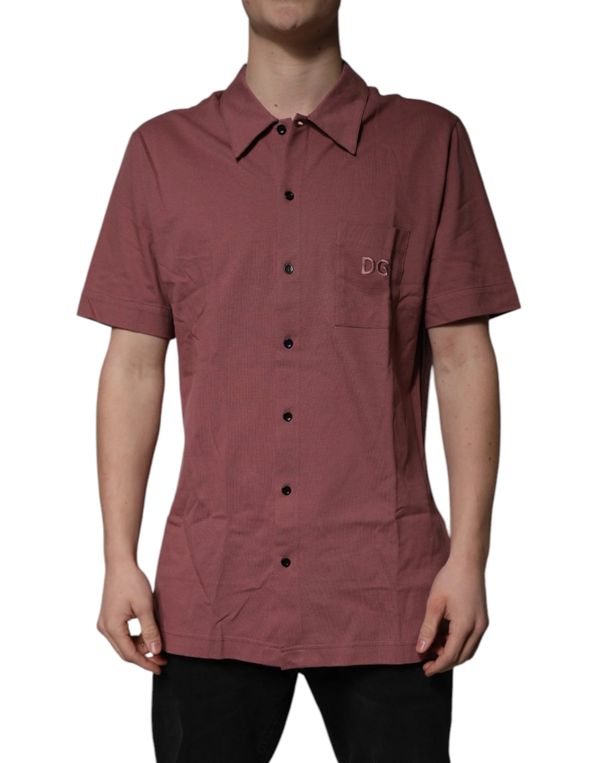 Dolce & Gabbana Dark Pink Button Down Casual Polo Men Shirt - Polos