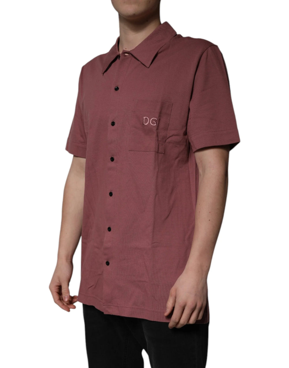 Dolce & Gabbana Dark Pink Button Down Casual Polo Men Shirt - Polos