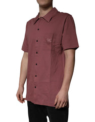 Dolce & Gabbana Dark Pink Button Down Casual Polo Men Shirt - Polos