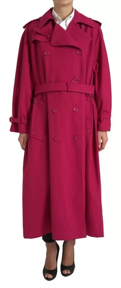 Dolce & Gabbana Dark Pink Double Breasted Trench Coat Jacket - IT40|S - Trench Coats