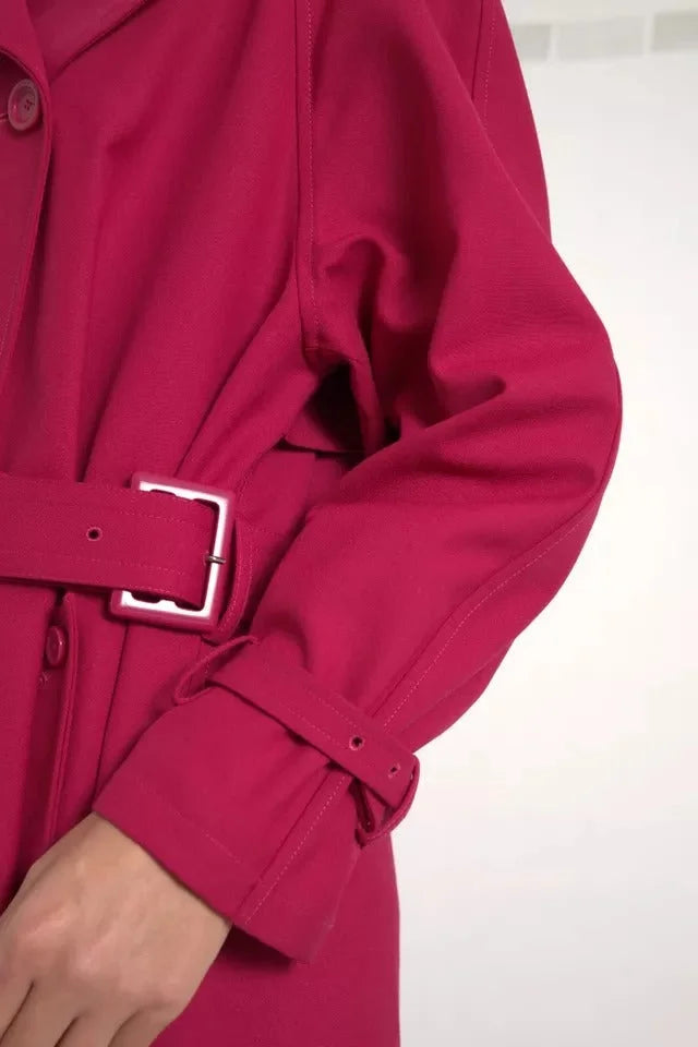 Dolce & Gabbana Dark Pink Double Breasted Trench Coat Jacket - IT40|S - Trench Coats