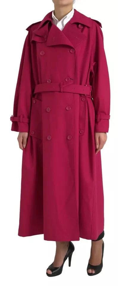 Dolce & Gabbana Dark Pink Double Breasted Trench Coat Jacket - IT40|S - Trench Coats