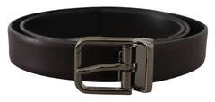 Dolce & Gabbana Dark Purple Leather Box Borchia Metal Buckle Belt - 90 cm / 36 Inches - Belts