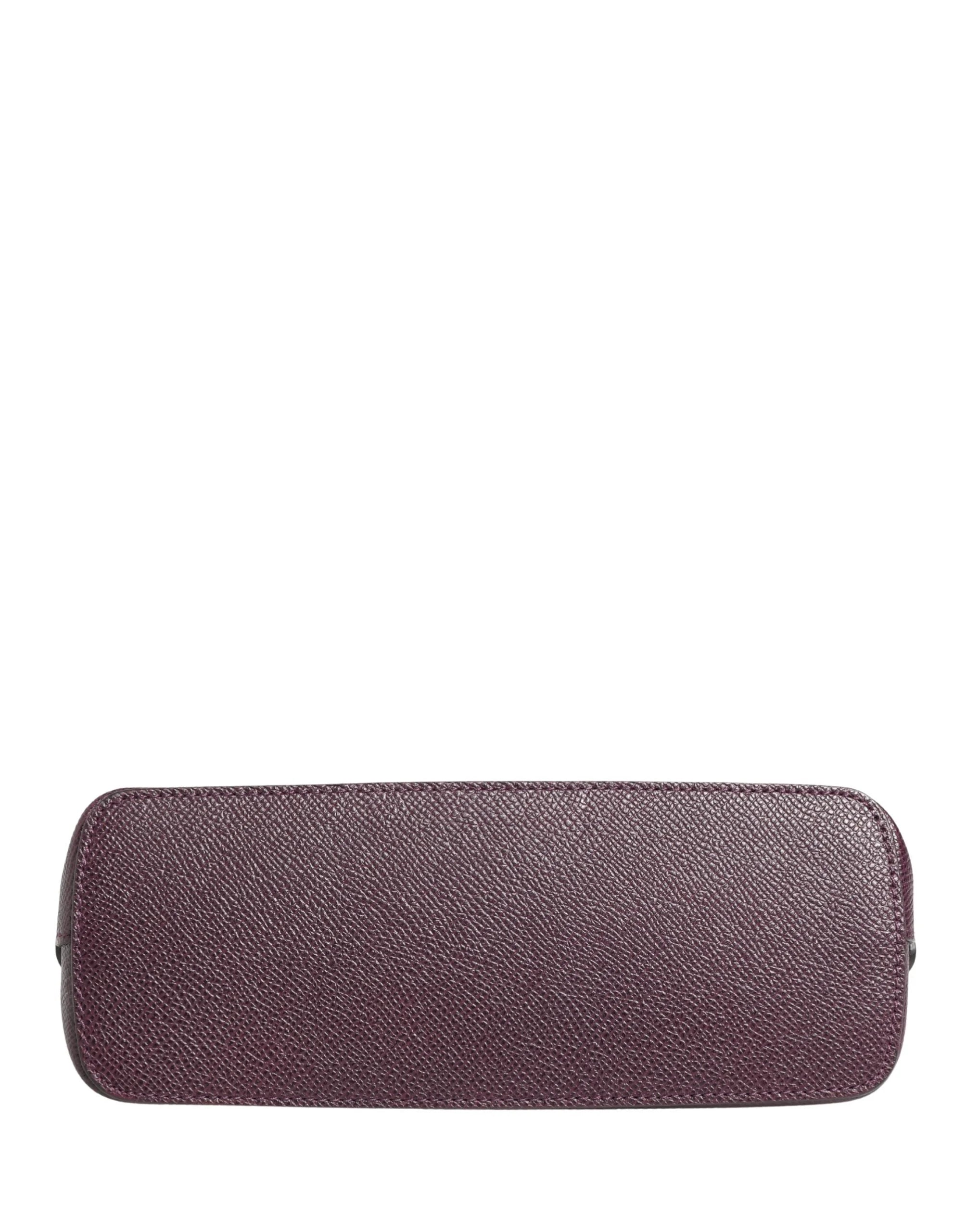 Dolce & Gabbana Portefeuille-sac à main zippé en cuir violet foncé avec logo DG