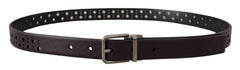 Dolce & Gabbana Dark Purple Perforated Leather Metal Buckle Belt - 90 cm / 36 Inches - Belts