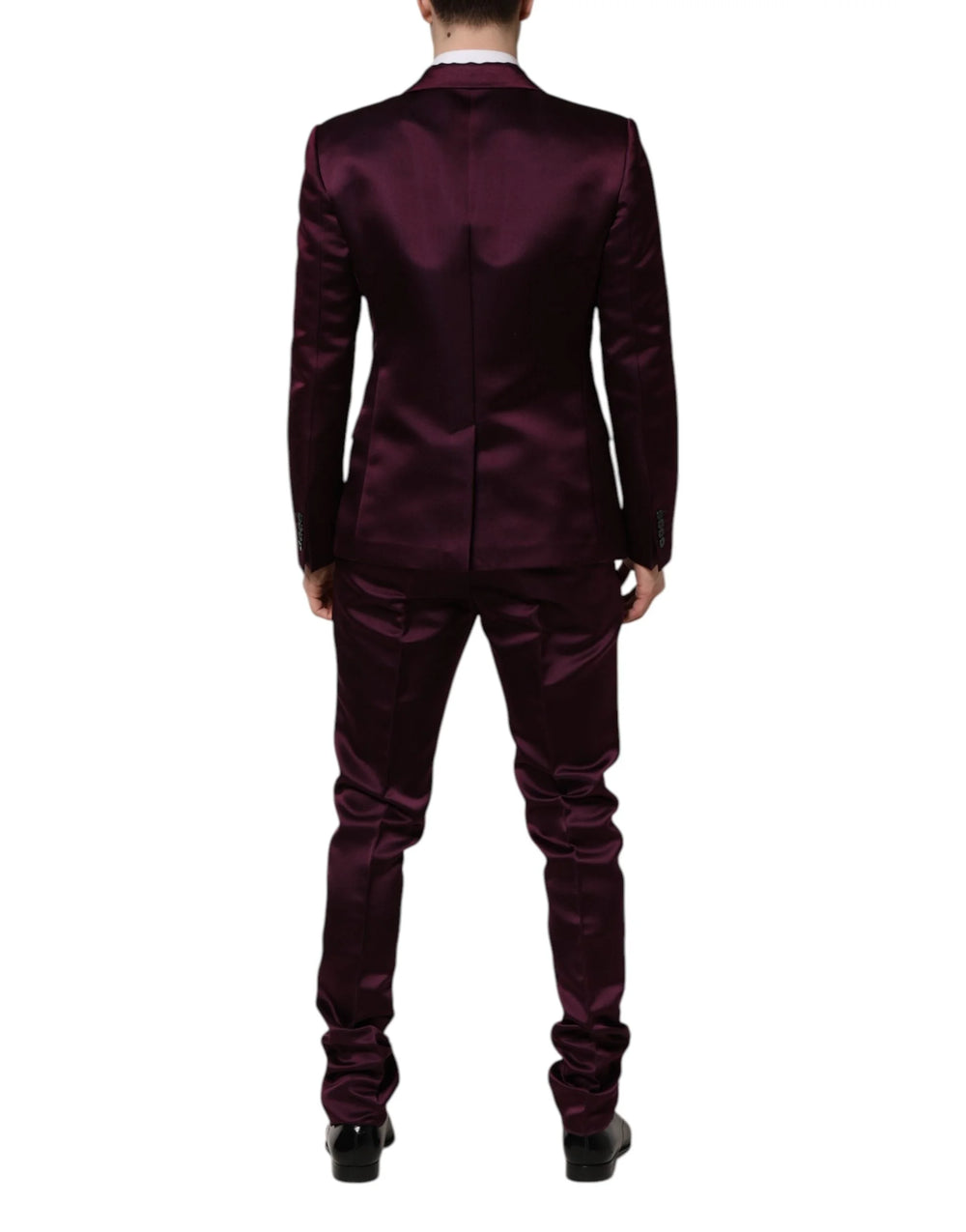 Dolce & Gabbana Dark Purple Silk 3Piece Single Breasted Suit - Tuxedos