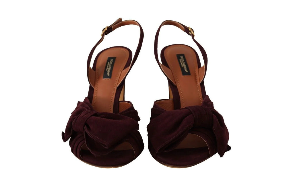 Dolce & Gabbana Dark Purple Suede Ankle Strap Sandals Shoes - EU39/US8.5 - Sandals