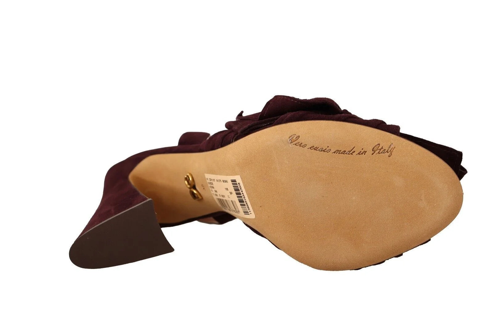 Dolce & Gabbana Dark Purple Suede Ankle Strap Sandals Shoes - EU39/US8.5 - Sandals