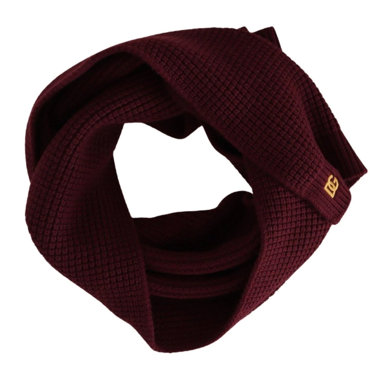 Dolce & Gabbana Dark Red Cashmere Logo Wrap Shawl Knitted Scarf - Scarves & Shawls