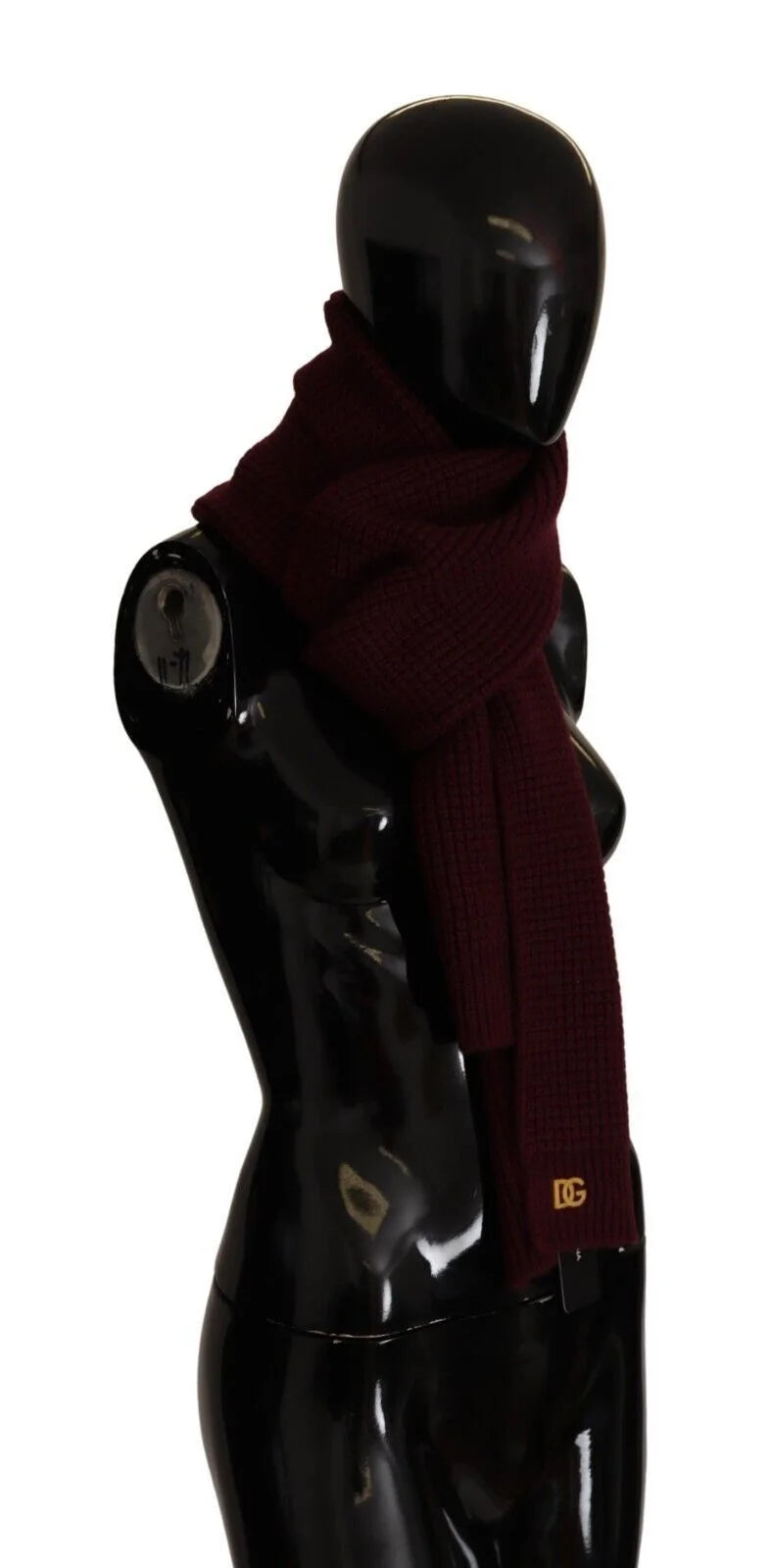 Dolce & Gabbana Dark Red Cashmere Logo Wrap Shawl Knitted Scarf - Scarves & Shawls