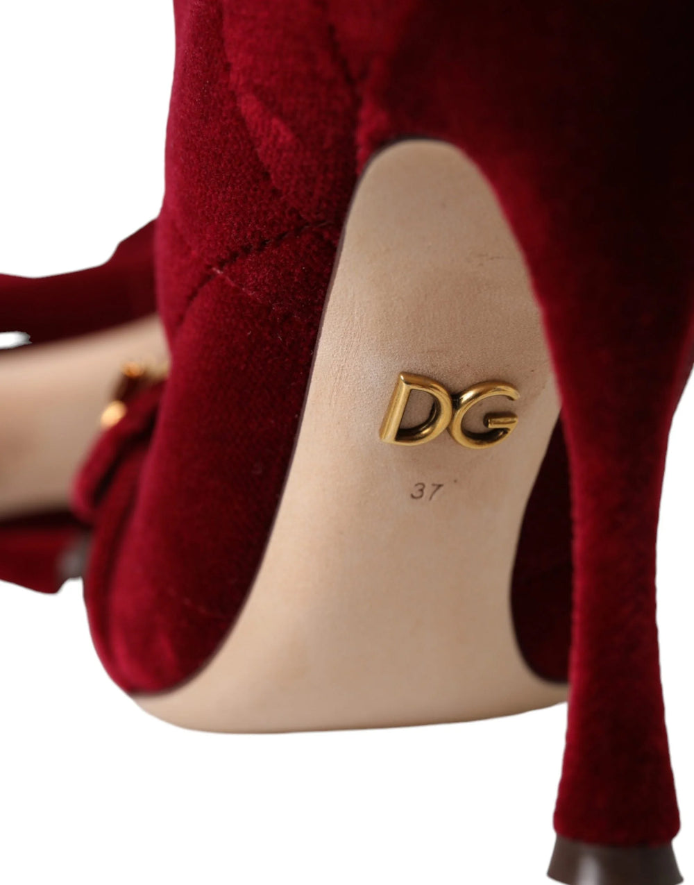 Dolce & Gabbana Dark Red Velvet Devotion Buckle Boots Shoes - Boots