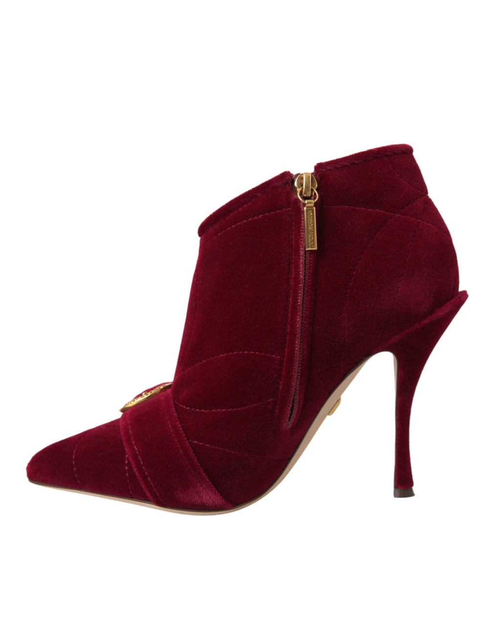 Dolce & Gabbana Dark Red Velvet Devotion Buckle Boots Shoes - Boots