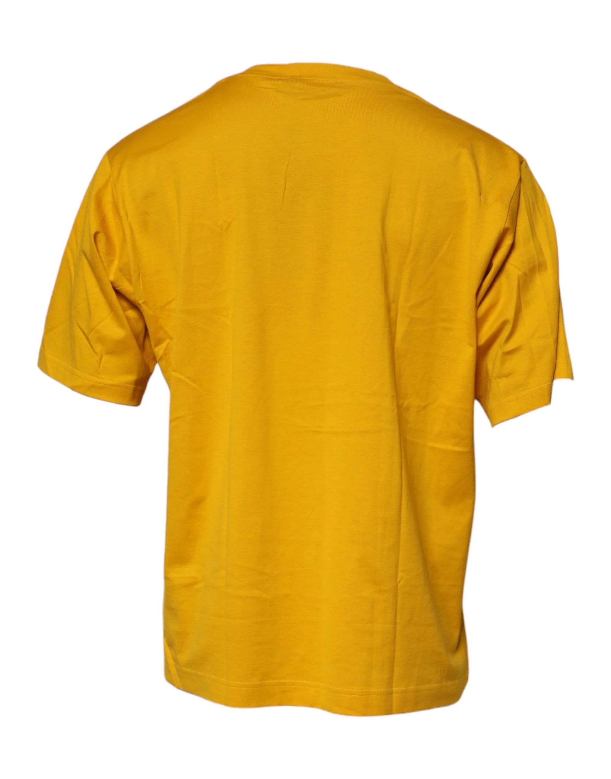 Dolce & Gabbana Dark Yellow Logo Cotton Men Crew Neck T-shirt - T-Shirts