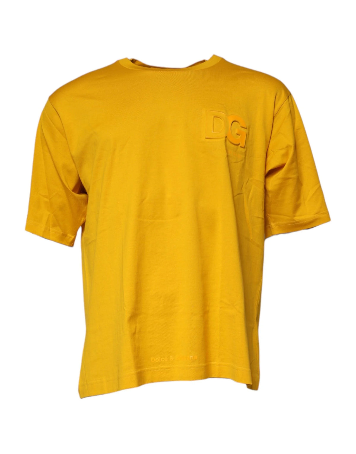 Dolce & Gabbana Dark Yellow Logo Cotton Men Crew Neck T-shirt - T-Shirts