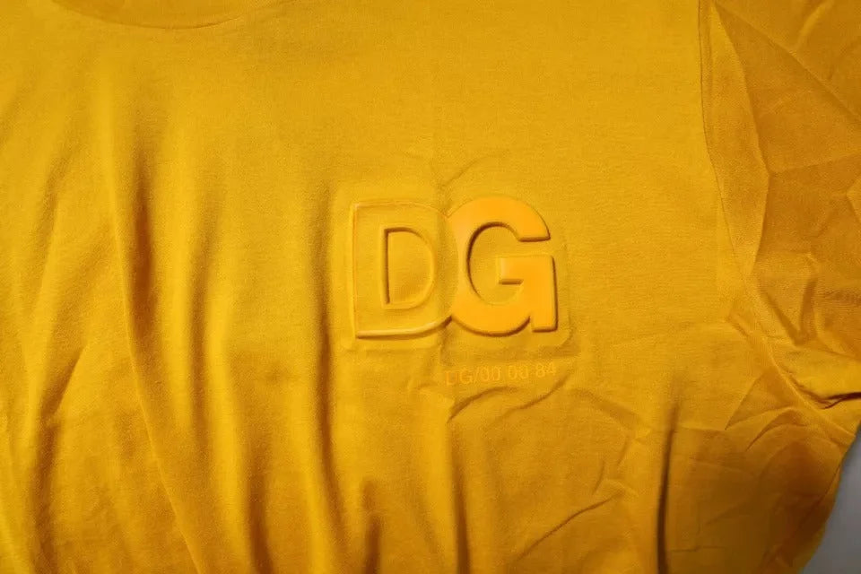 Dolce & Gabbana Dark Yellow Logo Cotton Men Crew Neck T-shirt - T-Shirts