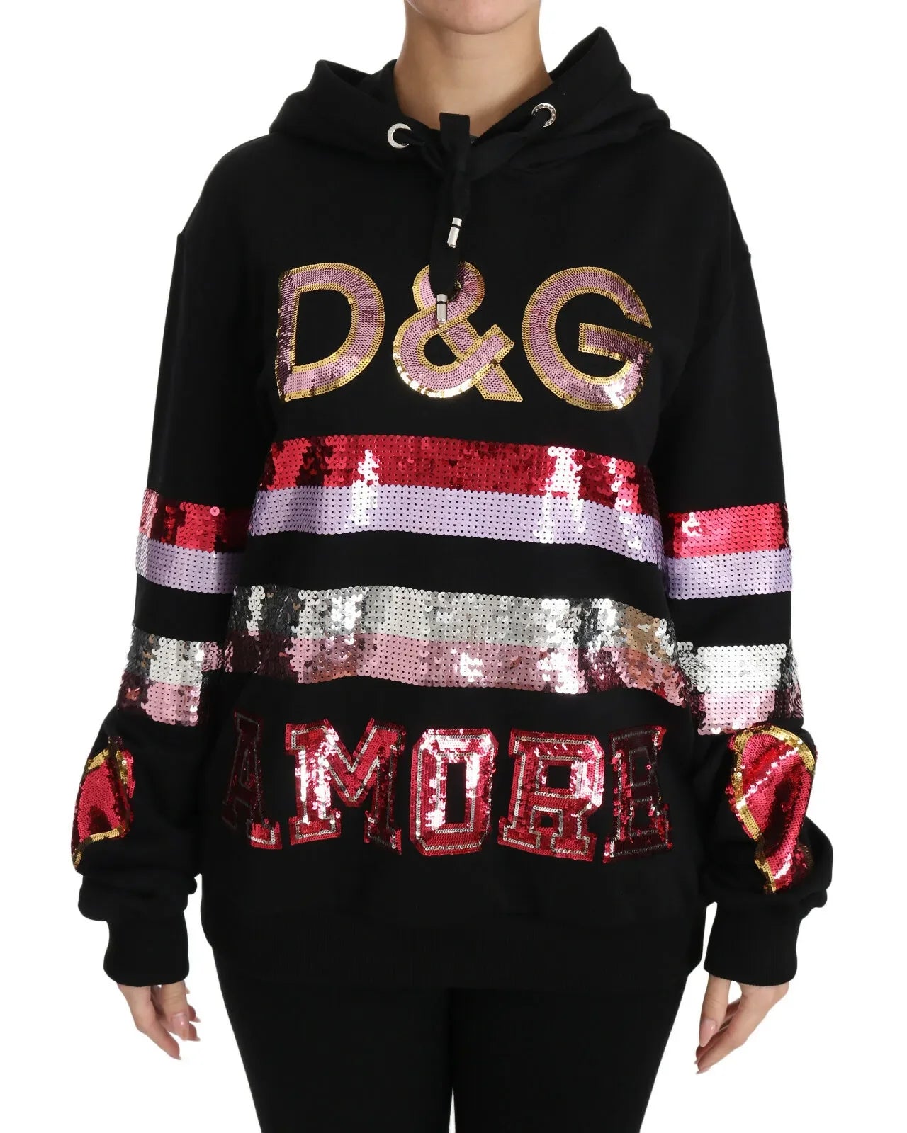 Dolce & Gabbana DG Sequined Hooded Pullover Sweater - Hoodies