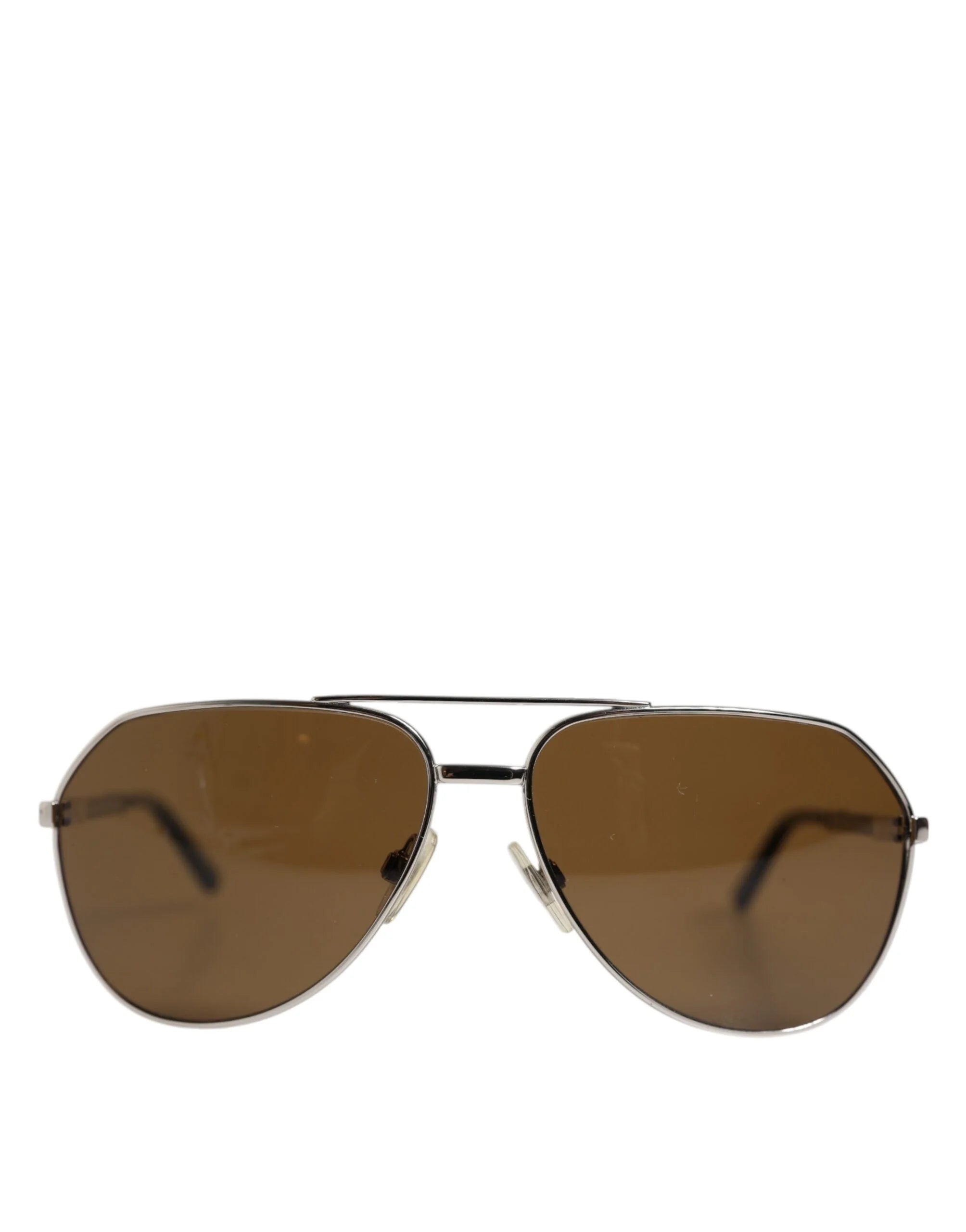 Dolce & Gabbana DG2073 Silver Steel Classic Pilot Brown Lens Sunglasses - Sunglasses