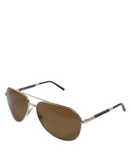 Dolce & Gabbana DG2073 Silver Steel Classic Pilot Brown Lens Sunglasses - Sunglasses