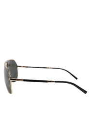 Dolce & Gabbana DG2106K Black Gold Plated Polarized MetalFrame Sunglasses - Sunglasses