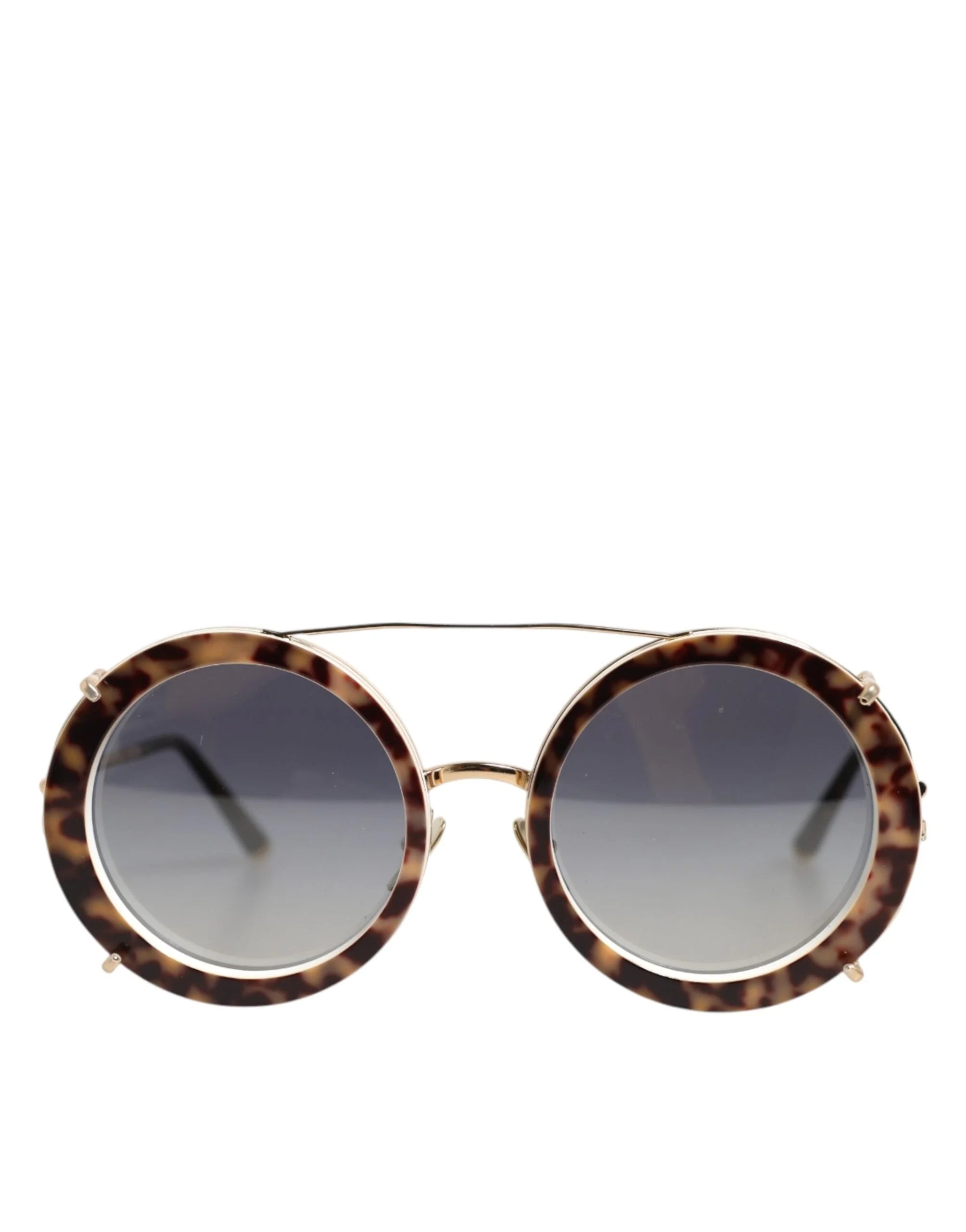 Dolce & Gabbana DG2198 Brown Leopard Print Gradient Round Sunglasses - Sunglasses