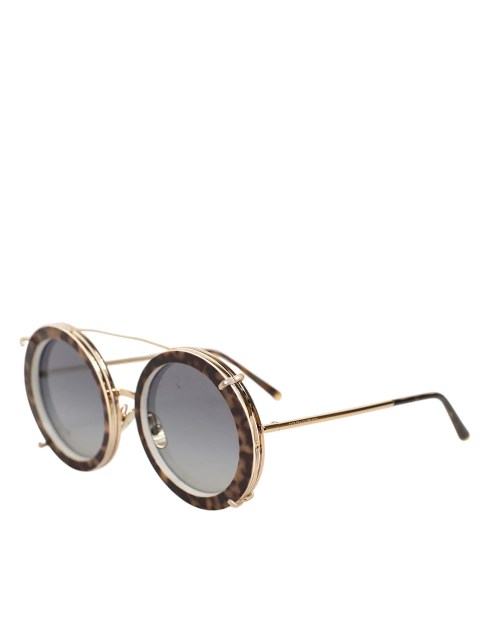 Dolce & Gabbana DG2198 Brown Leopard Print Gradient Round Sunglasses - Sunglasses