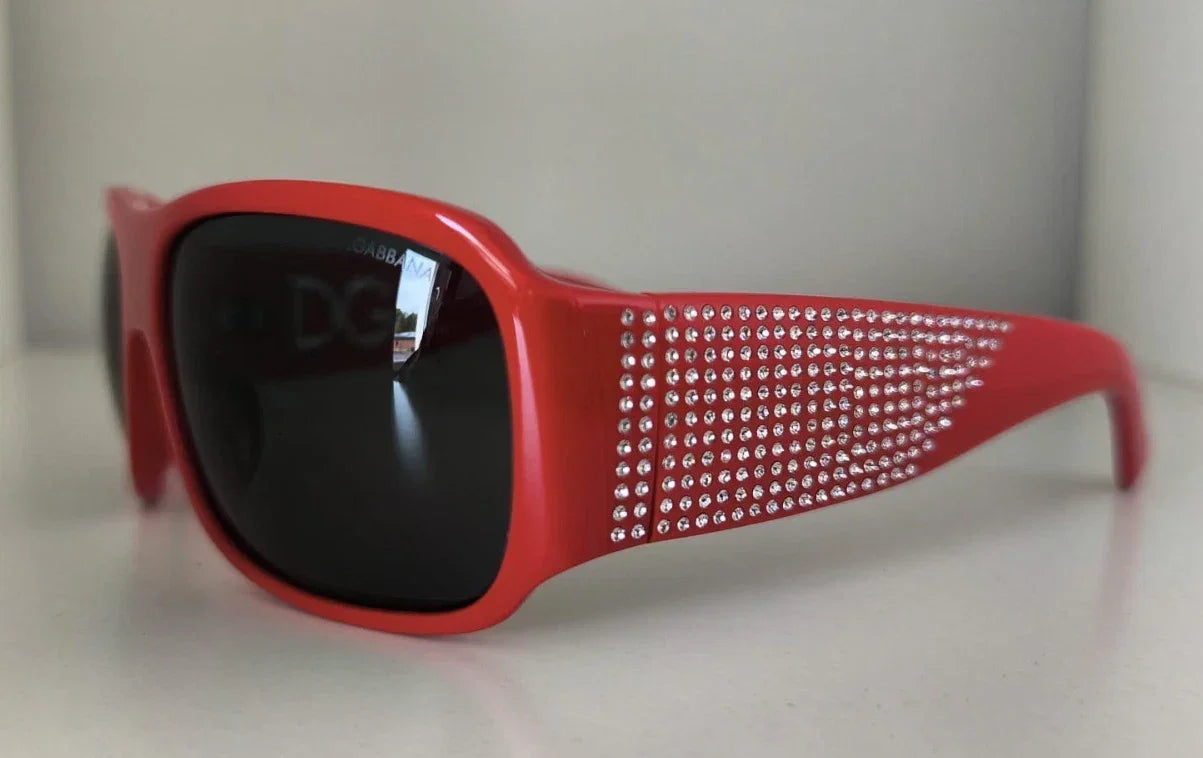 Dolce & Gabbana DG4027 Red Crystal Black Lens Shades Sunglasses - Sunglasses